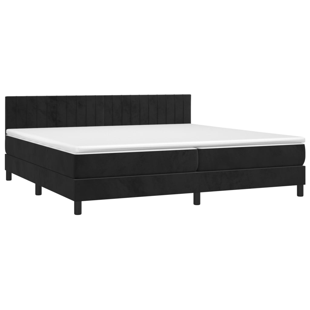 vidaXL Boxspring met matras fluweel zwart 200x200 cm afbeelding