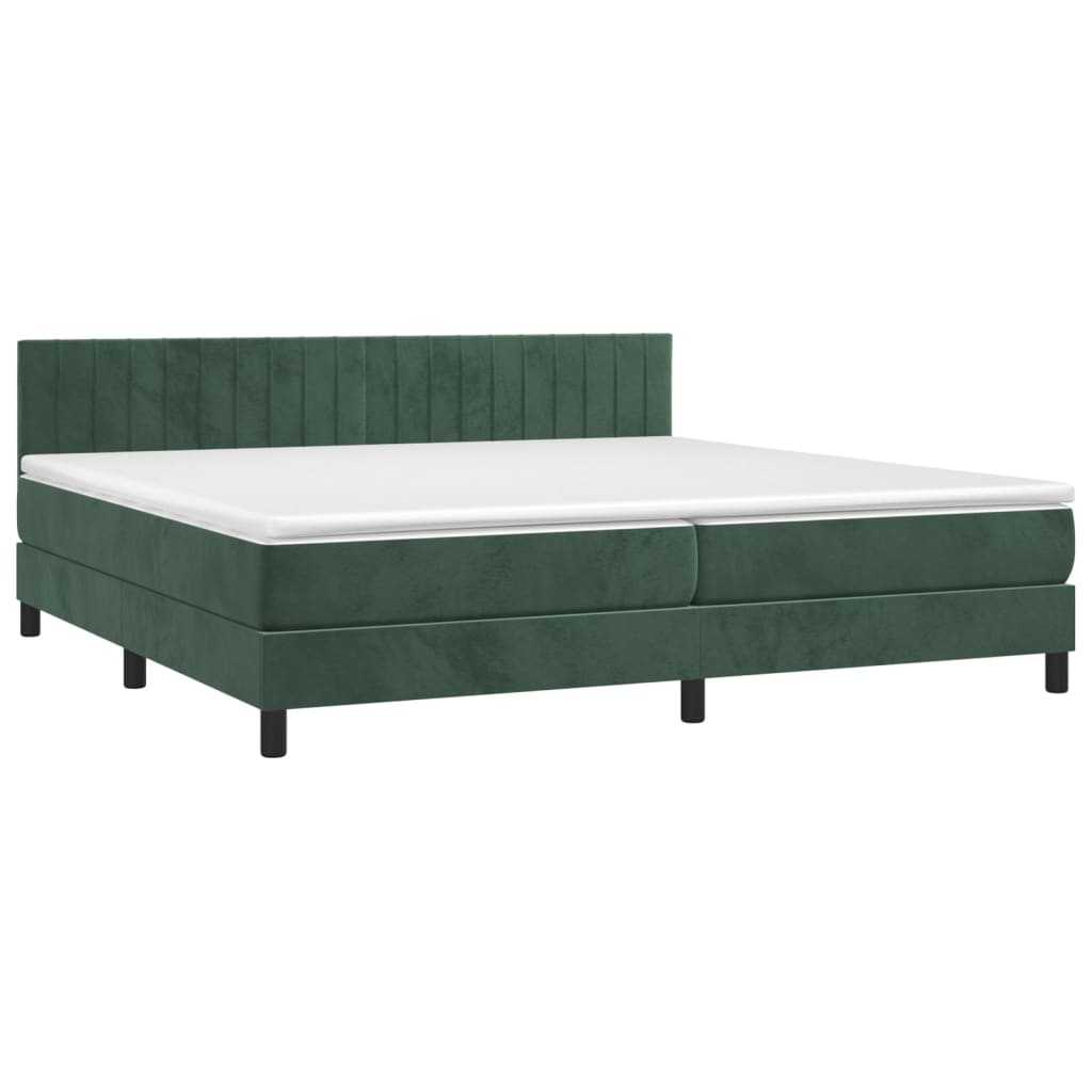 vidaXL Boxspring met matras fluweel donkergroen 200x200 cm afbeelding