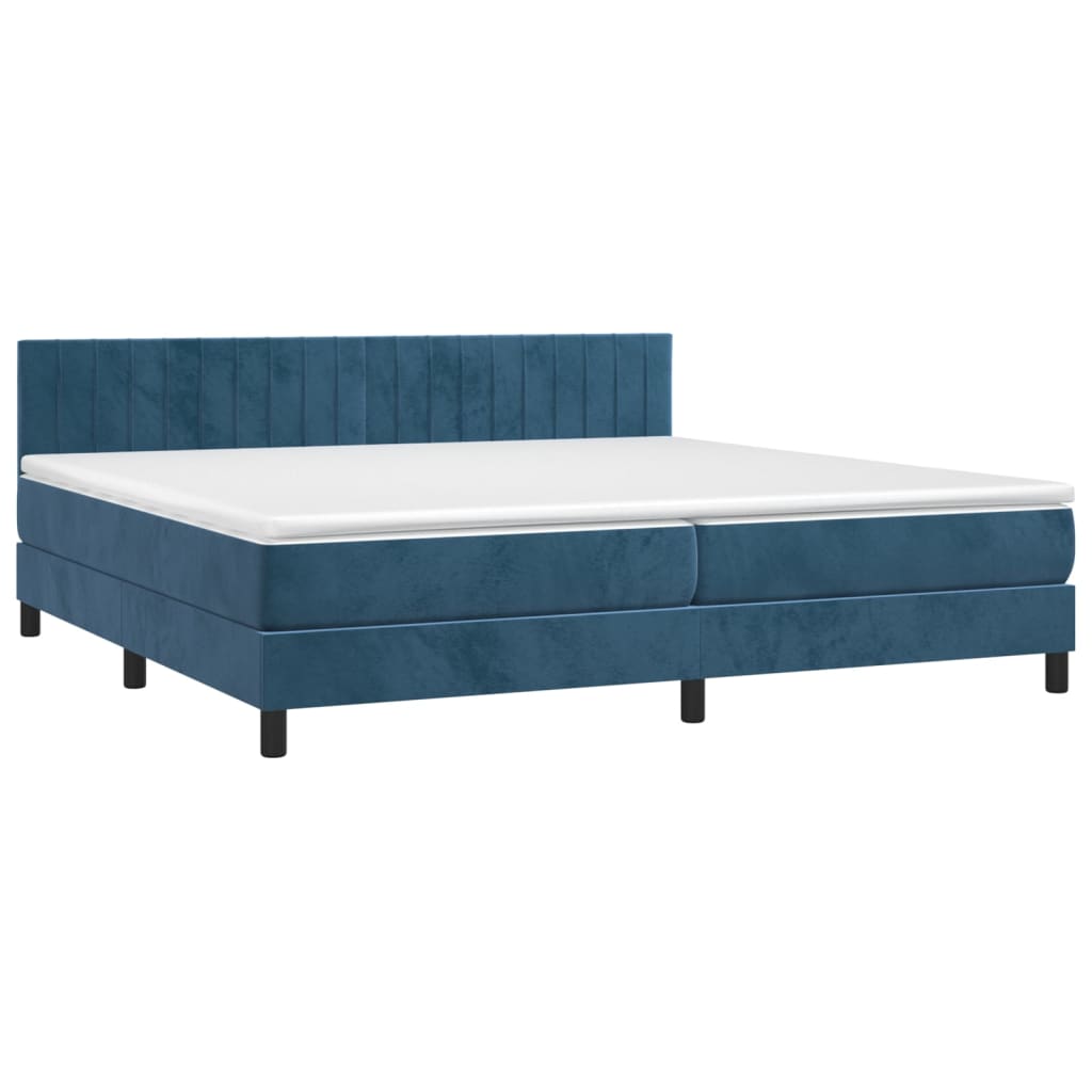 vidaXL Boxspring met matras fluweel donkerblauw 200x200 cm afbeelding