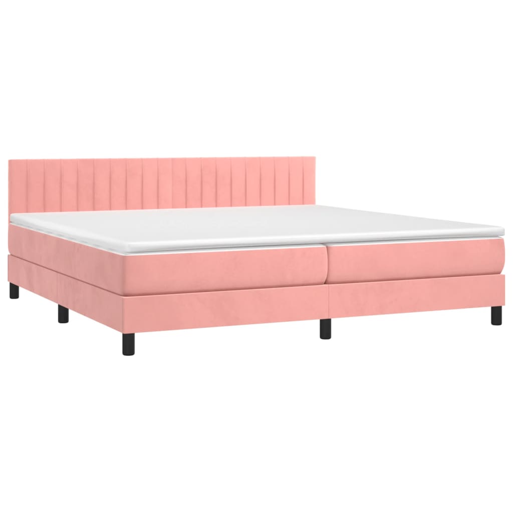 vidaXL Boxspring met matras fluweel roze 200x200 cm afbeelding
