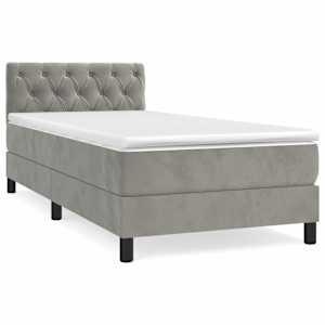 Box spring postel s matrací světle šedá 80 x 200 cm samet - obrázek 2
