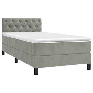 Box spring postel s matrací světle šedá 80 x 200 cm samet - obrázek 3