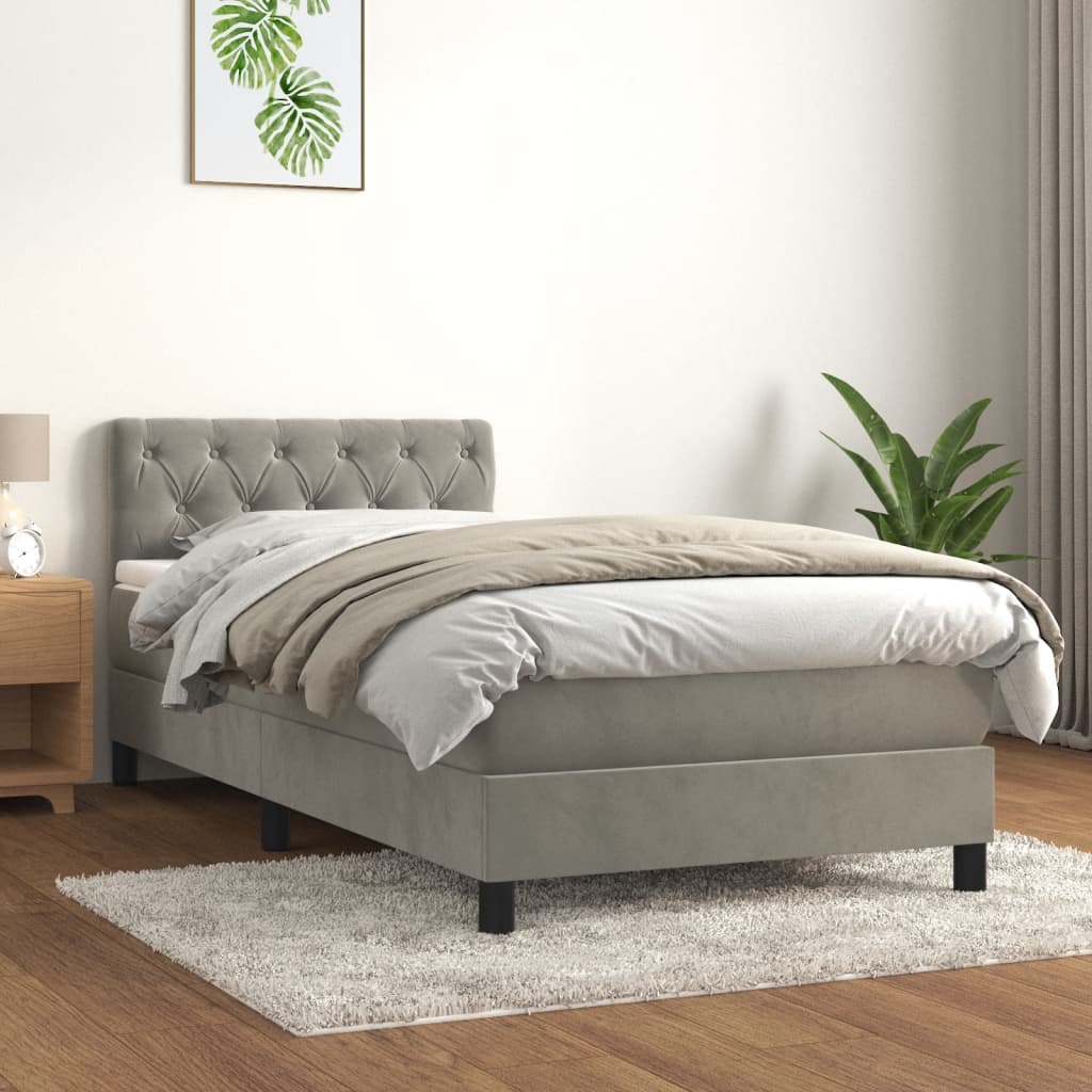 vidaXL Lit à sommier tapissier et matelas Gris clair 80x200 cm Velours