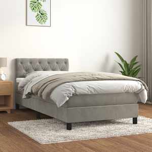 Box spring postel s matrací světle šedá 80 x 200 cm samet - obrázek 1