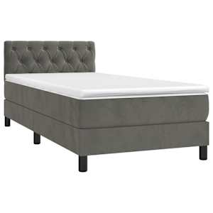 Box spring postel s matrací tmavě šedá 80 x 200 cm samet - obrázek 3