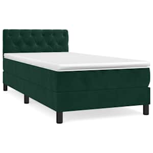 Box spring postel s matrací tmavě zelená 80 x 200 cm samet - obrázek 2