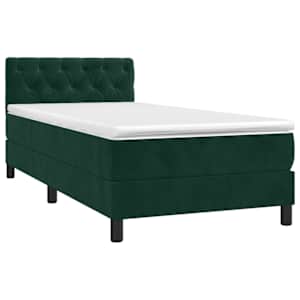 Box spring postel s matrací tmavě zelená 80 x 200 cm samet - obrázek 3