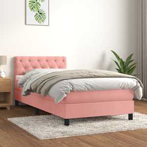 Box spring postel s matrací růžová 80 x 200 cm samet - obrázek 1