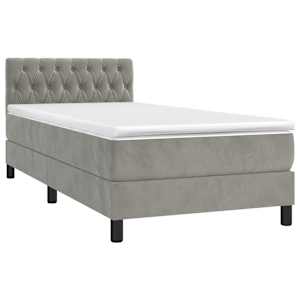 Box spring postel s matrací světle šedá 90x190 cm samet - obrázek 3
