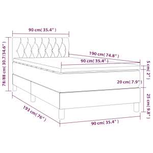 Box spring postelja z vzmetnico svetlo siv 90x190 cm žamet - slika 7