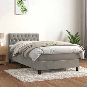 Box spring postel s matrací světle šedá 90x190 cm samet - obrázek 1