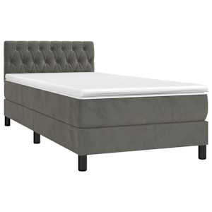 Box spring postel s matrací tmavě šedá 90x190 cm samet - obrázek 3