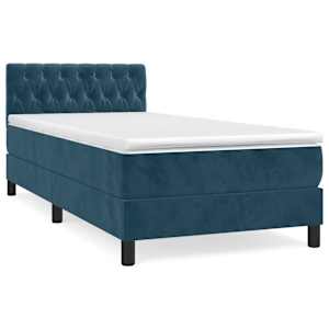 Box spring postel s matrací tmavě modrá 90x190 cm samet - obrázek 2
