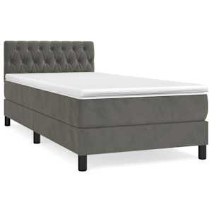 Box spring postel s matrací tmavě šedá 90x200 cm samet - obrázek 2