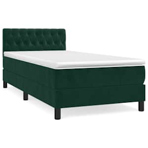 Box spring postel s matrací tmavě zelená 90x200 cm samet - obrázek 2