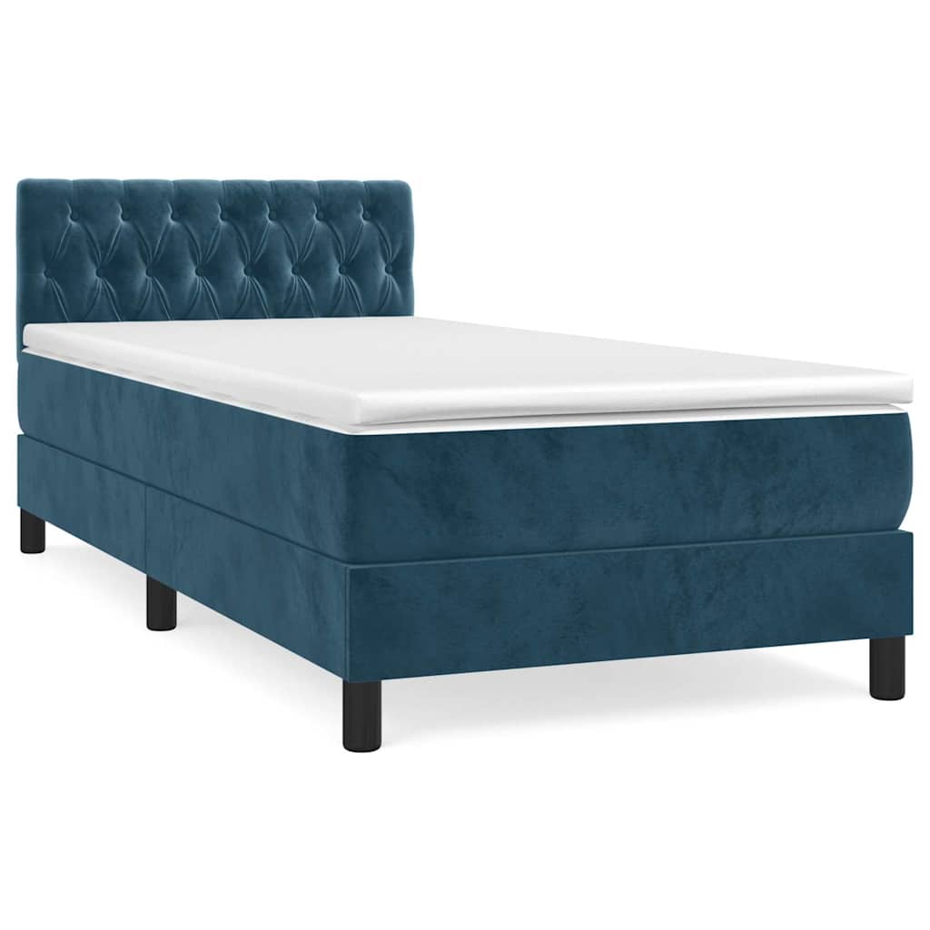 Thumbnail - vidaXL Boxspringbett mit Matratze Dunkelblau 90x200 cm Samt