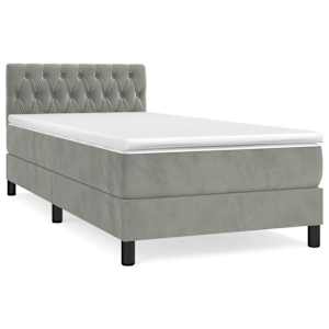 Box spring postel s matrací světle šedá 100x200 cm samet - obrázek 2