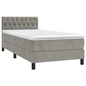 Box spring postel s matrací světle šedá 100x200 cm samet - obrázek 3