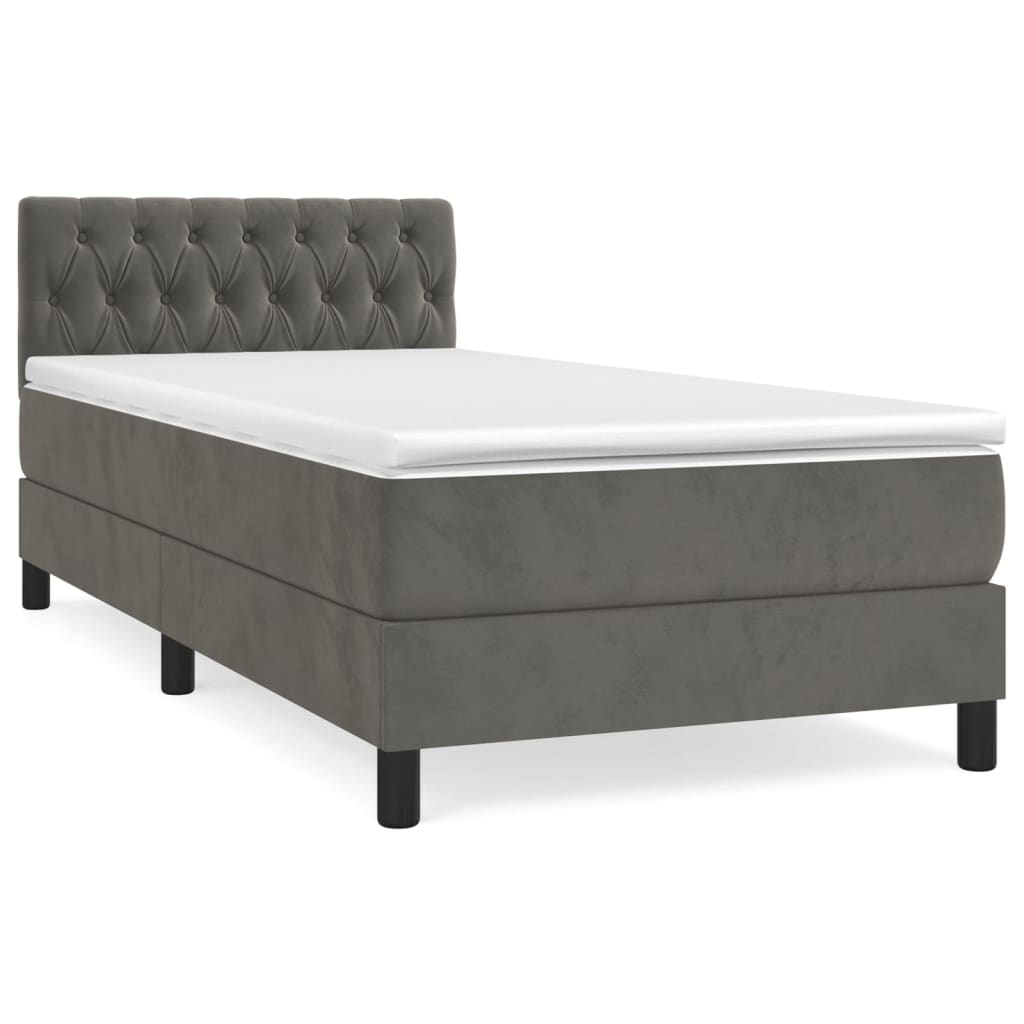 Thumbnail - vidaXL Boxspringbett mit Matratze Dunkelgrau 100x200 cm Samt