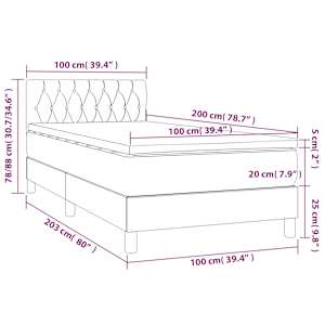 Box spring postel s matrací černá 100x200 cm samet - obrázek 7