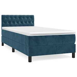 Box spring postel s matrací tmavě modrá 100x200 cm samet - obrázek 2