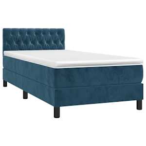 Box spring postel s matrací tmavě modrá 100x200 cm samet - obrázek 3