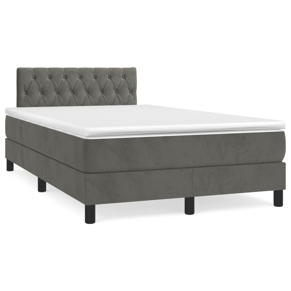 Thumbnail - vidaXL Boxspringbett mit Matratze Dunkelgrau 120x200 cm Samt