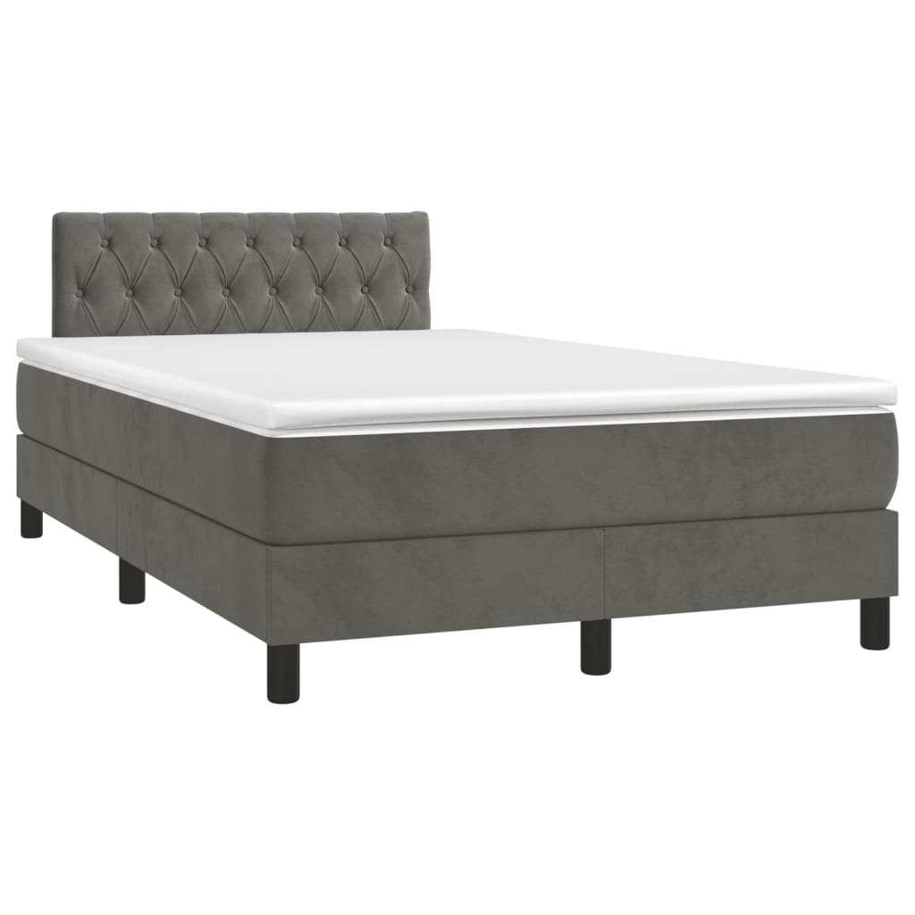Thumbnail - vidaXL Boxspringbett mit Matratze Dunkelgrau 120x200 cm Samt