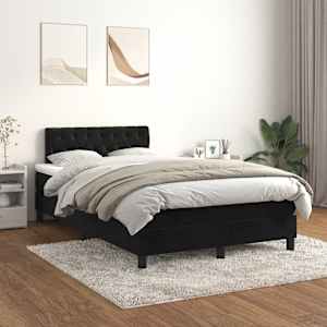 Box spring postel s matrací černá 120 x 200 cm samet - obrázek 1