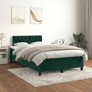 Box spring postel s matrací tmavě zelená 120 x 200 cm samet - obrázek 1
