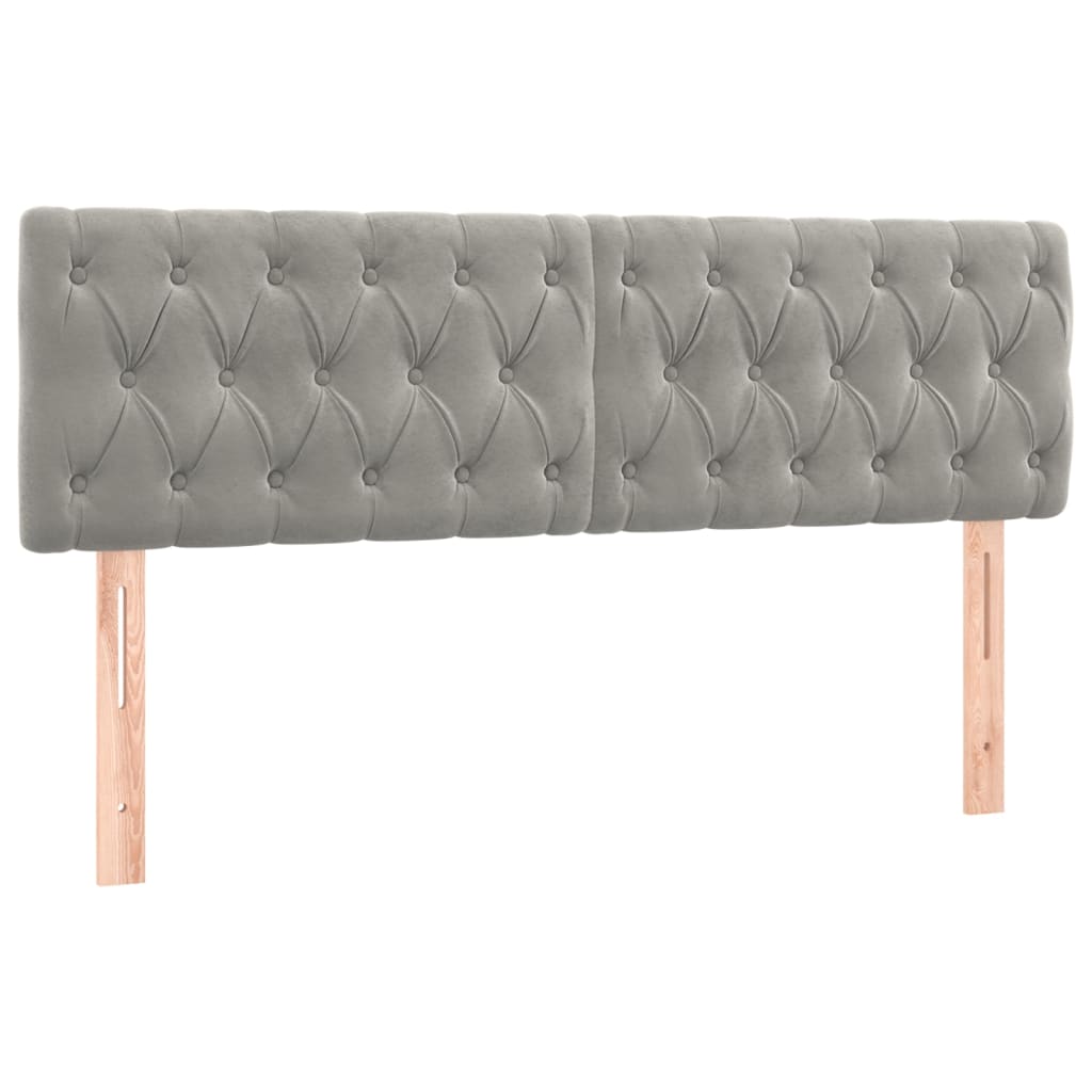 Pat box spring cu saltea, gri deschis, 140x190 cm, catifea