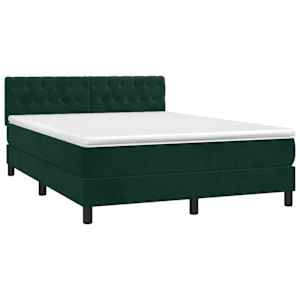 Box spring postel s matrací tmavě zelená 140x190 cm samet - obrázek 3