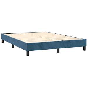 Box spring postelja z vzmetnico temno modra 140x190cm žamet - slika 4