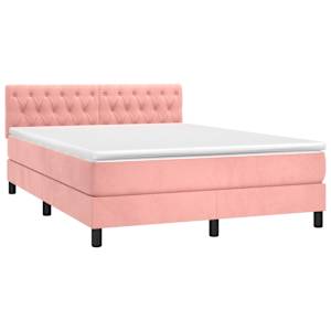 Box spring postel s matrací růžová 140x190 cm samet - obrázek 3