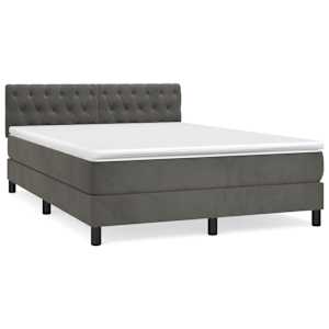 Box spring postel s matrací tmavě šedá 140x200 cm samet - obrázek 2