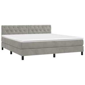 Box spring postel s matrací světle šedá 160x200 cm samet - obrázek 3