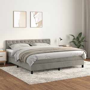 Box spring postel s matrací světle šedá 160x200 cm samet - obrázek 1