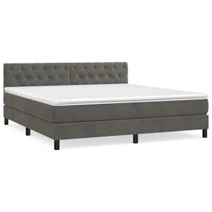 Box spring postel s matrací tmavě šedá 160x200 cm samet - obrázek 2