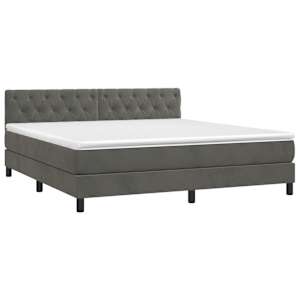 Box spring postel s matrací tmavě šedá 160x200 cm samet - obrázek 3