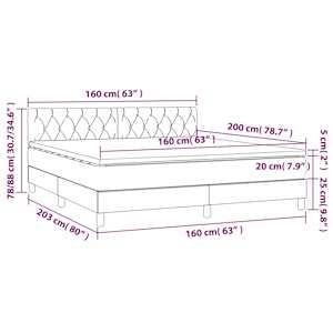 Box spring postelja z vzmetnico temno siva 160x200 cm žamet - slika 7