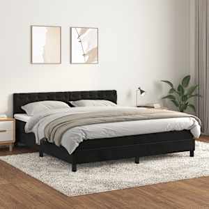 Box spring postel s matrací černá 160x200 cm samet - obrázek 1