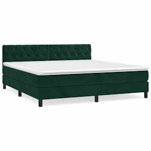 Box spring postel s matrací tmavě zelená 160x200 cm samet - obrázek 2