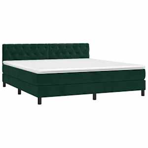 Box spring postelja z vzmetnico temno zelena 160x200 cm žamet - slika 3