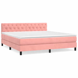 Box spring postel s matrací růžová 160x200 cm samet - obrázek 2