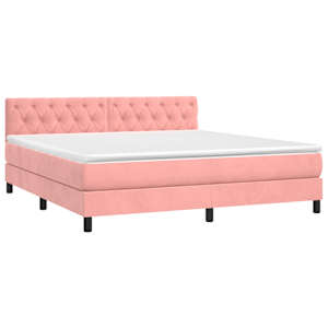 Box spring postel s matrací růžová 160x200 cm samet - obrázek 3