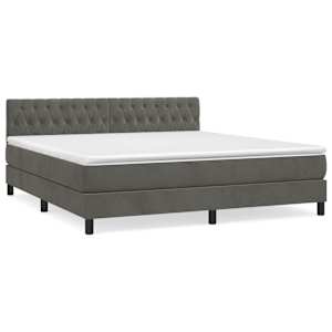 Box spring postel s matrací tmavě šedá 180x200 cm samet - obrázek 2