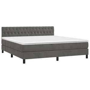 Box spring postel s matrací tmavě šedá 180x200 cm samet - obrázek 3