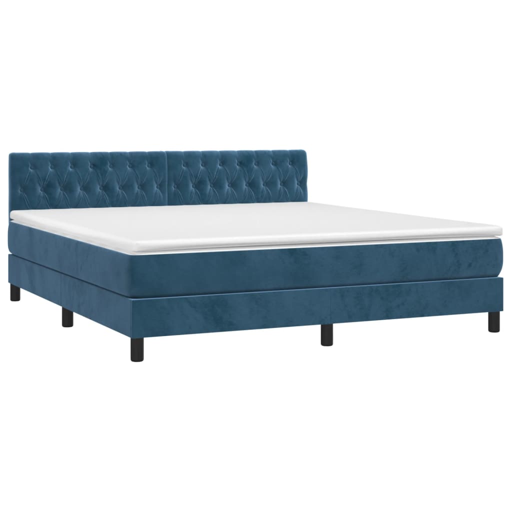 Thumbnail - vidaXL Boxspringbett mit Matratze Dunkelblau 180x200 cm Samt