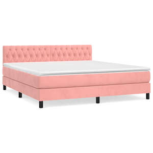 Box spring postel s matrací růžová 180x200 cm samet - obrázek 2