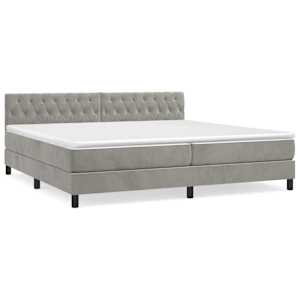 Box spring postel s matrací světle šedá 200x200 cm samet - obrázek 2